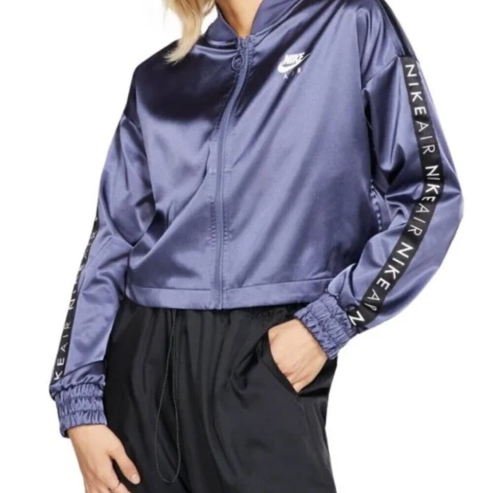 NIKE Satin Track Jacket LARGE Loose Fit NWOT Periwinkle - Picture 1 of 10